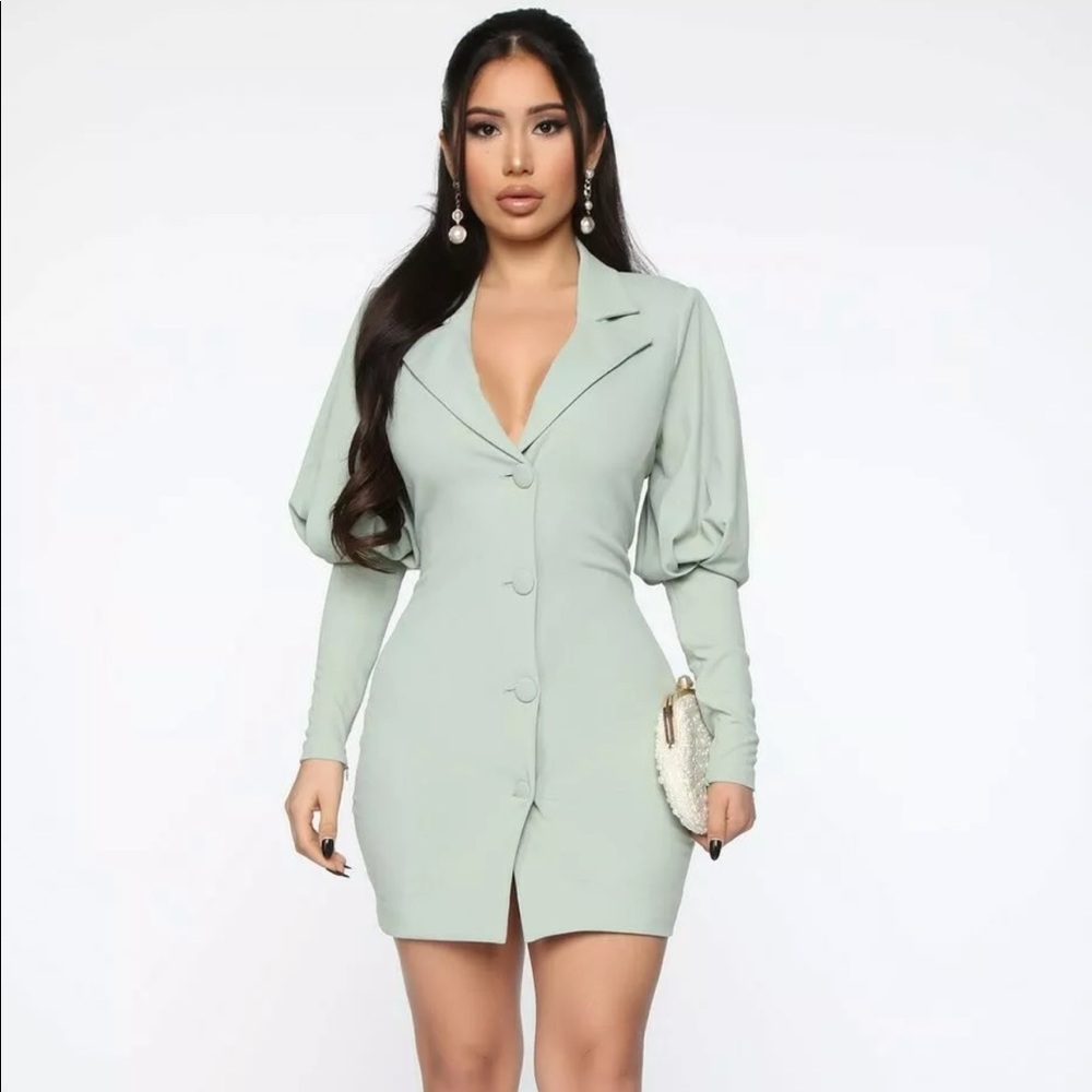 Fashion Nova Mini Dress - Sage Color